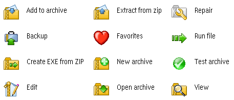 Toolbar icons for eZipManager